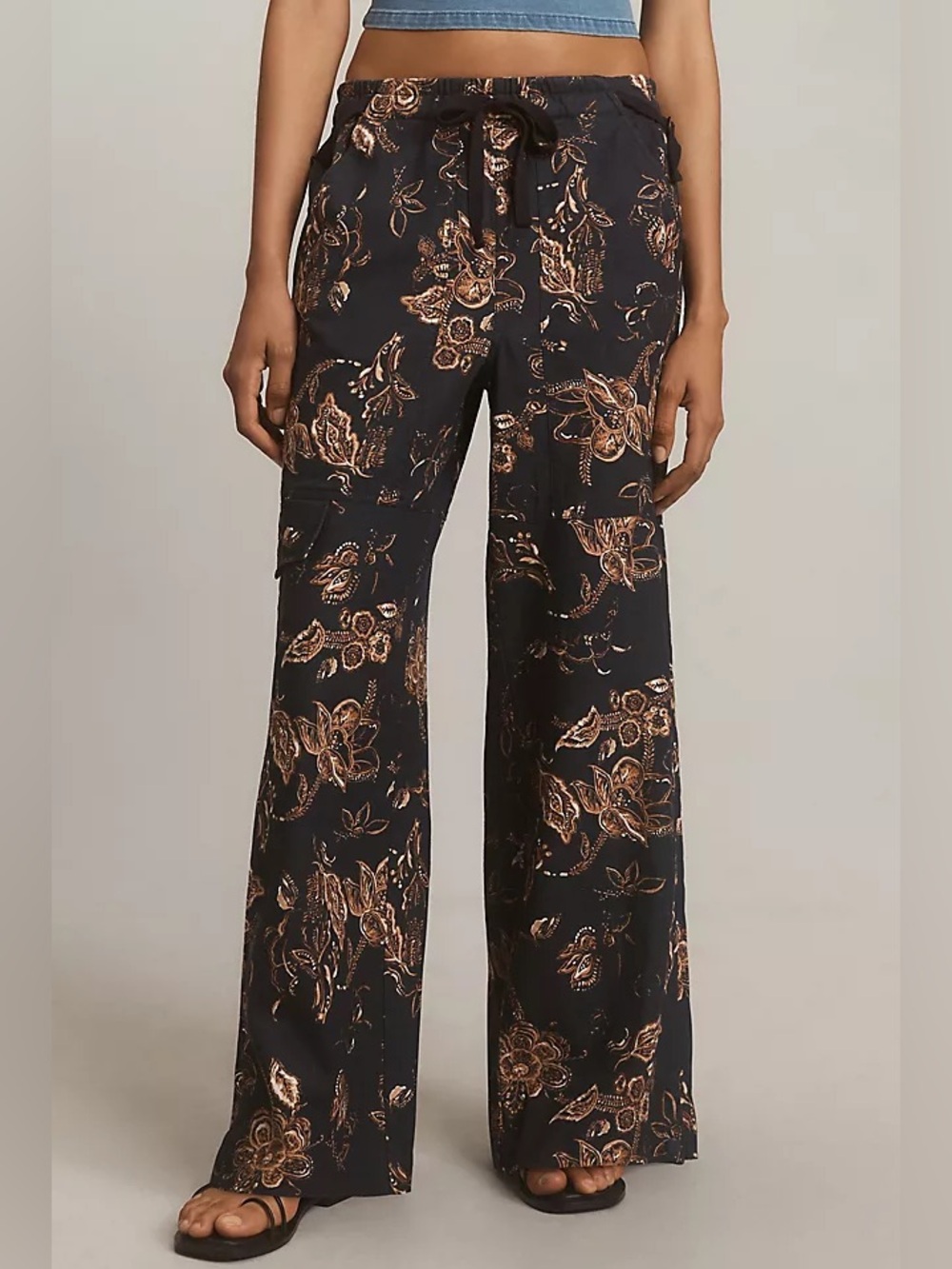 NEW Pilcro Beach Cargo Linen Pants In Navy Size S